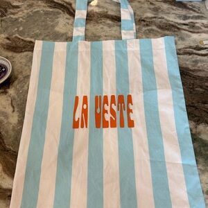 BNWOT La Veste Striped Tote Bag - Light Blue and White